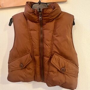 Pull&Bear Brown Cropped Puffer Vest